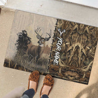 Personalized Born to Hunt Rubber Doormat Deer Hunting Lacing Detail and Camo Traditional