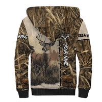 Personalized Born to Hunt Sherpa Hoodie Deer Hunting Lacing Detail and Camo Traditional