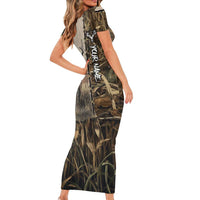 Personalized Born to Hunt Short Sleeve Bodycon Dress Deer Hunting Lacing Detail and Camo Traditional