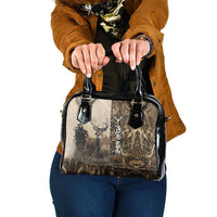 Personalized Born to Hunt Shoulder Handbag Deer Hunting Lacing Detail and Camo Traditional