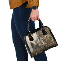 Personalized Born to Hunt Shoulder Handbag Deer Hunting Lacing Detail and Camo Traditional