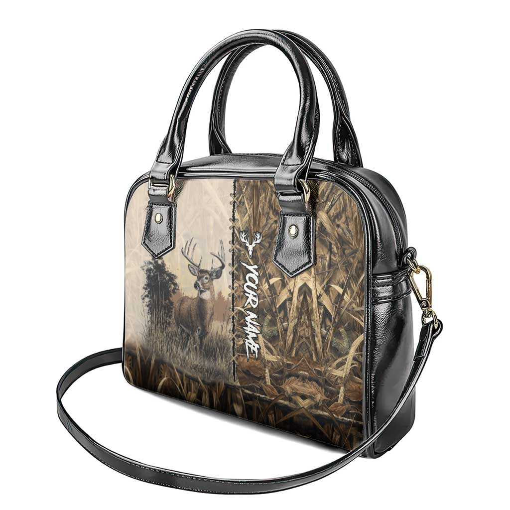 Personalized Born to Hunt Shoulder Handbag Deer Hunting Lacing Detail and Camo Traditional