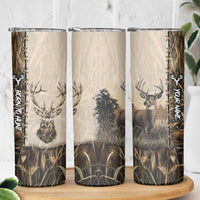 Personalized Born to Hunt Skinny Tumbler Deer Hunting Lacing Detail and Camo Traditional