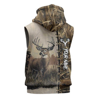 Personalized Born to Hunt Sleeveless Hoodie Deer Hunting Lacing Detail and Camo Traditional