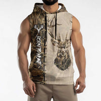 Personalized Born to Hunt Sleeveless Hoodie Deer Hunting Lacing Detail and Camo Traditional