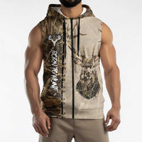 Personalized Born to Hunt Sleeveless Zip Hoodie Deer Hunting Lacing Detail and Camo Traditional