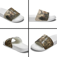 Personalized Born to Hunt Slide Sandals Deer Hunting Lacing Detail and Camo Traditional