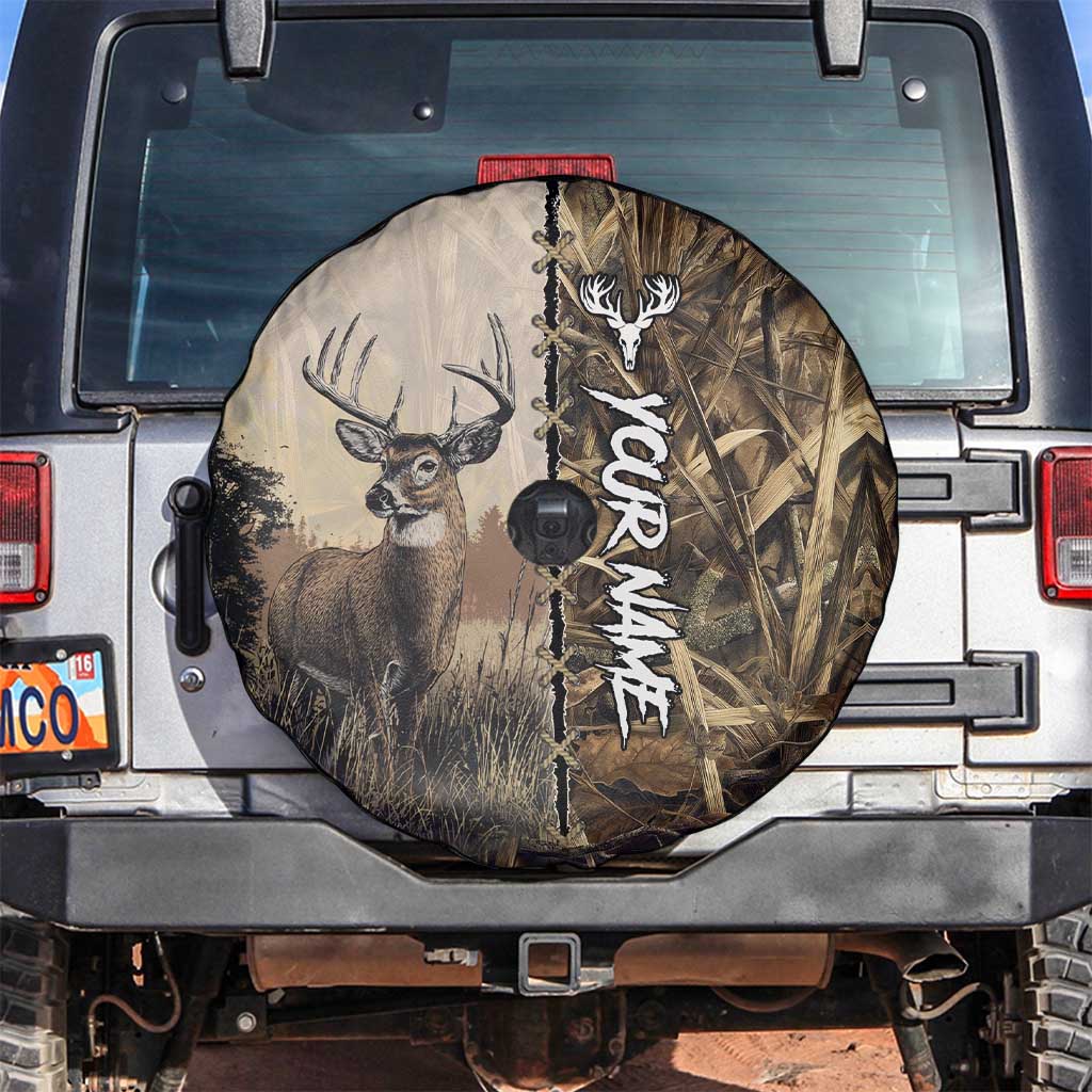 Personalized Born to Hunt Spare Tire Cover Deer Hunting Lacing Detail and Camo Traditional