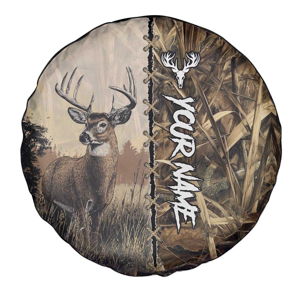 Personalized Born to Hunt Spare Tire Cover Deer Hunting Lacing Detail and Camo Traditional