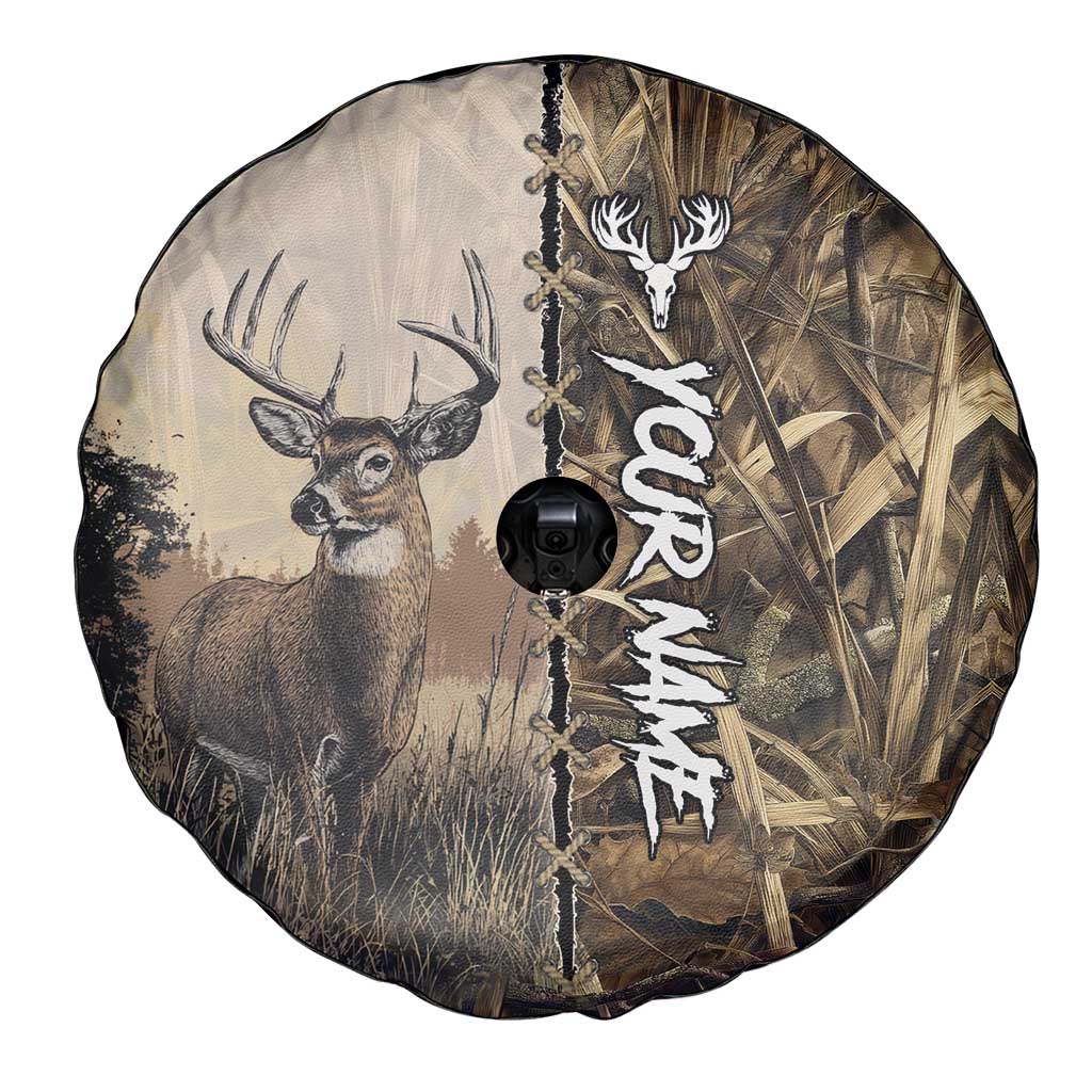 Personalized Born to Hunt Spare Tire Cover Deer Hunting Lacing Detail and Camo Traditional