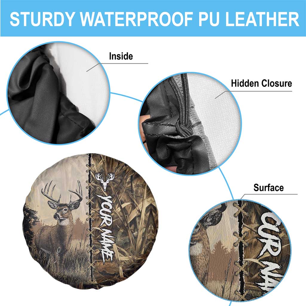 Personalized Born to Hunt Spare Tire Cover Deer Hunting Lacing Detail and Camo Traditional
