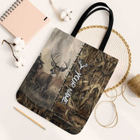 Personalized Born to Hunt Tote Bag Deer Hunting Lacing Detail and Camo Traditional