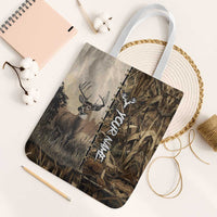 Personalized Born to Hunt Tote Bag Deer Hunting Lacing Detail and Camo Traditional