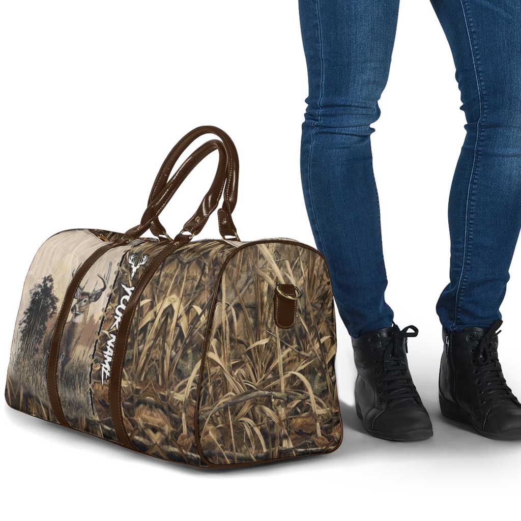 Personalized Born to Hunt Travel Bag Deer Hunting Lacing Detail and Camo Traditional