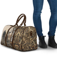 Personalized Born to Hunt Travel Bag Deer Hunting Lacing Detail and Camo Traditional