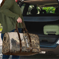 Personalized Born to Hunt Travel Bag Deer Hunting Lacing Detail and Camo Traditional