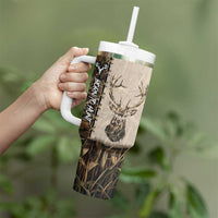 Personalized Born to Hunt Tumbler With Handle Deer Hunting Lacing Detail and Camo Traditional