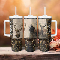 Personalized Born to Hunt Tumbler With Handle Deer Hunting Lacing Detail and Camo Traditional