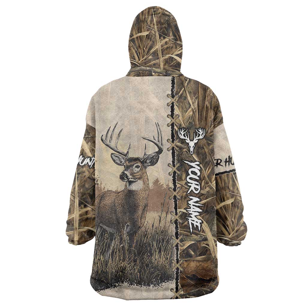 Personalized Born to Hunt Wearable Blanket Hoodie Deer Hunting Lacing Detail and Camo Traditional