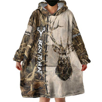 Personalized Born to Hunt Wearable Blanket Hoodie Deer Hunting Lacing Detail and Camo Traditional