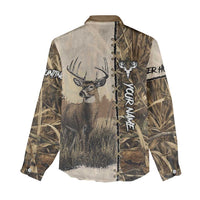 Personalized Born to Hunt Women Casual Shirt Deer Hunting Lacing Detail and Camo Traditional