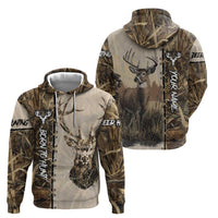 Personalized Born to Hunt Zip Hoodie Deer Hunting Lacing Detail and Camo Traditional