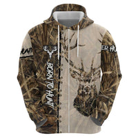 Personalized Born to Hunt Zip Hoodie Deer Hunting Lacing Detail and Camo Traditional