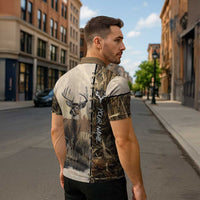 Personalized Born to Hunt Zipper Polo Shirt Deer Hunting Lacing Detail and Camo Traditional