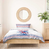Slovenian Winter Bedding Set Ljubljana Dragon with Nordic Snowflakes and Alpine Vibes