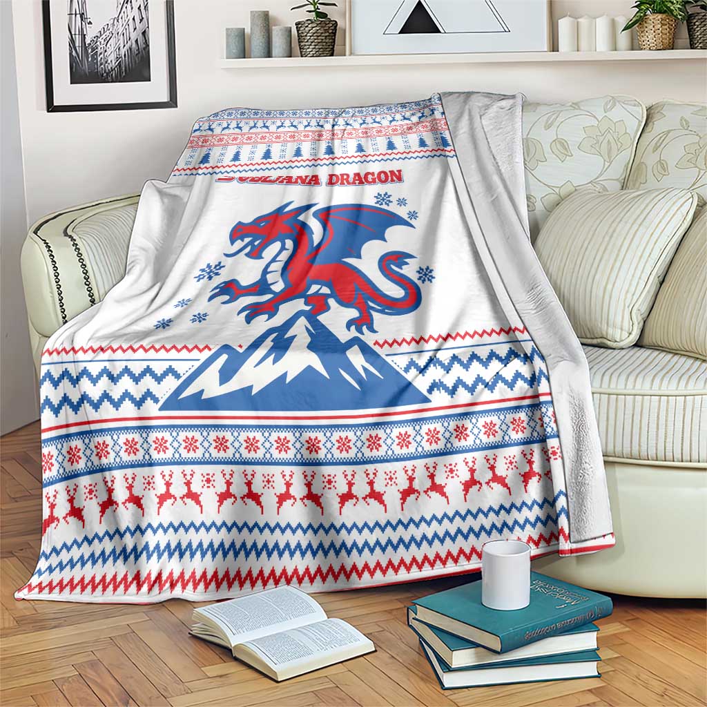 Slovenian Winter Blanket Ljubljana Dragon with Nordic Snowflakes and Alpine Vibes