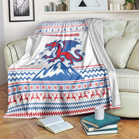 Slovenian Winter Blanket Ljubljana Dragon with Nordic Snowflakes and Alpine Vibes