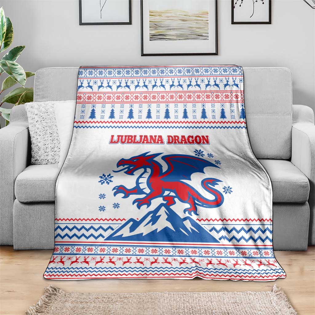 Slovenian Winter Blanket Ljubljana Dragon with Nordic Snowflakes and Alpine Vibes