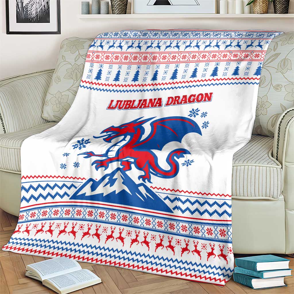 Slovenian Winter Blanket Ljubljana Dragon with Nordic Snowflakes and Alpine Vibes