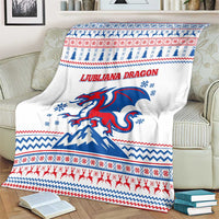 Slovenian Winter Blanket Ljubljana Dragon with Nordic Snowflakes and Alpine Vibes