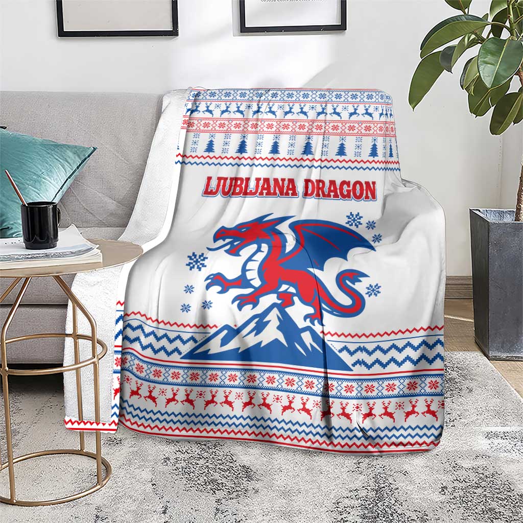 Slovenian Winter Blanket Ljubljana Dragon with Nordic Snowflakes and Alpine Vibes