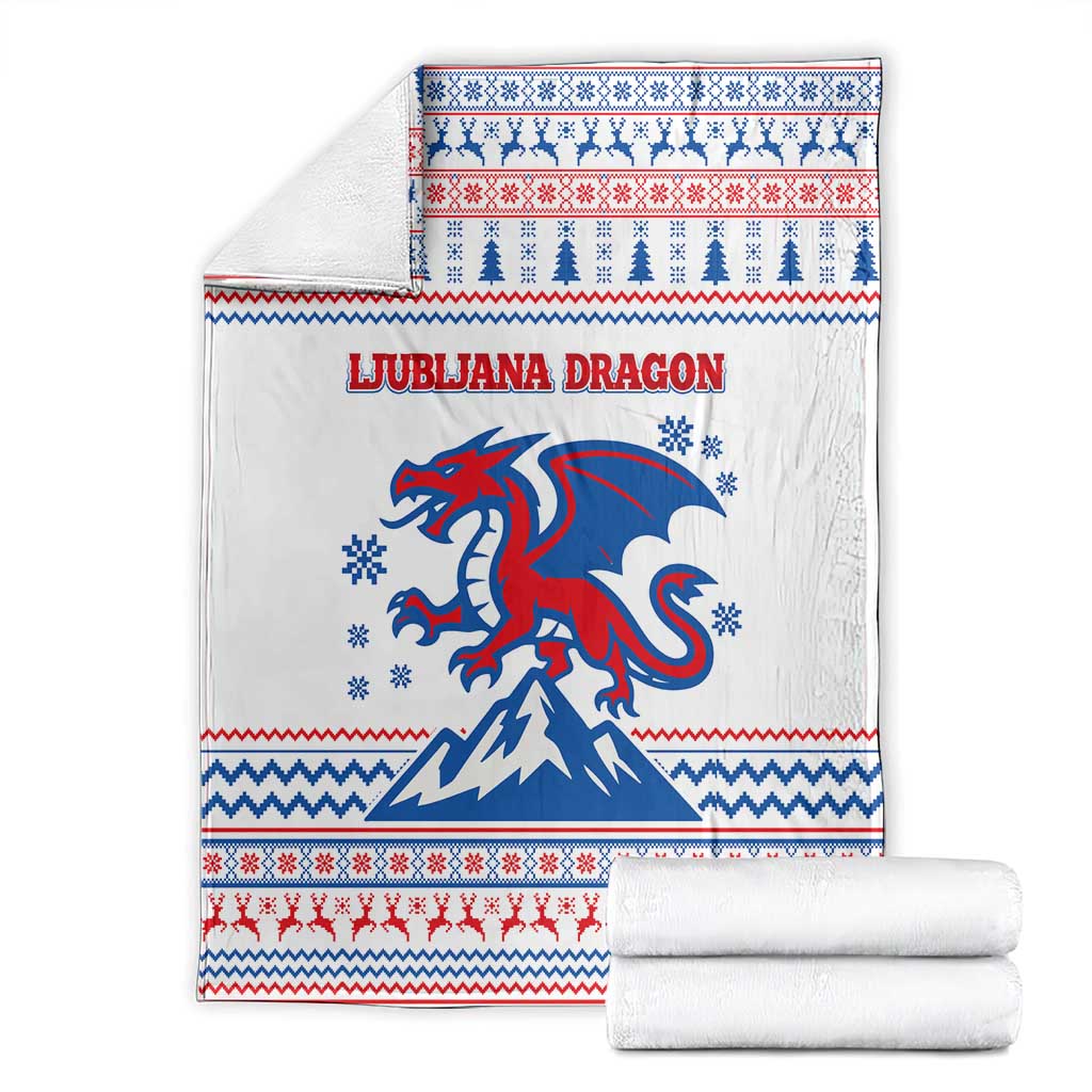 Slovenian Winter Blanket Ljubljana Dragon with Nordic Snowflakes and Alpine Vibes