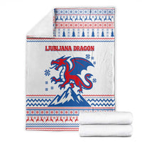 Slovenian Winter Blanket Ljubljana Dragon with Nordic Snowflakes and Alpine Vibes