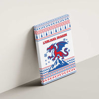 Slovenian Winter Canvas Wall Art Ljubljana Dragon with Nordic Snowflakes and Alpine Vibes