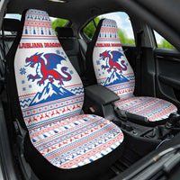 Slovenian Winter Car Seat Cover Ljubljana Dragon with Nordic Snowflakes and Alpine Vibes