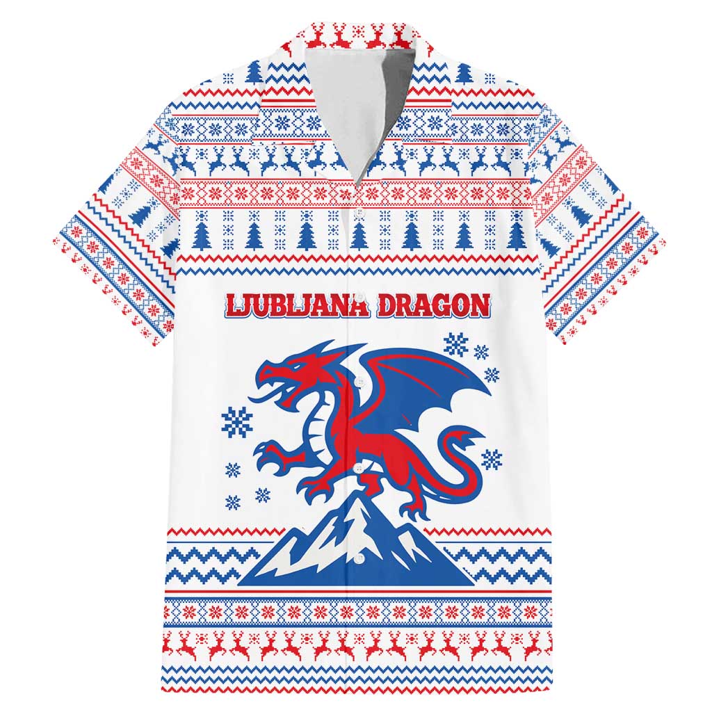 Slovenian Winter Family Matching Mermaid Dress and Hawaiian Shirt Ljubljana Dragon with Nordic Snowflakes and Alpine Vibes