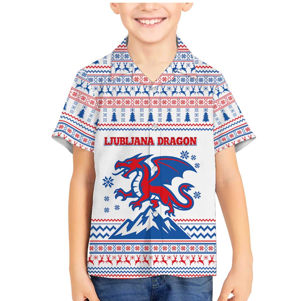 Slovenian Winter Family Matching Mermaid Dress and Hawaiian Shirt Ljubljana Dragon with Nordic Snowflakes and Alpine Vibes