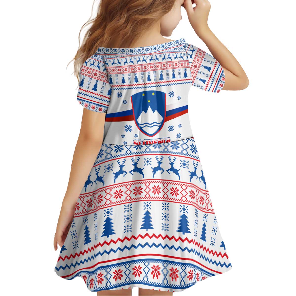 Slovenian Winter Family Matching Off The Shoulder Long Sleeve Dress and Hawaiian Shirt Ljubljana Dragon with Nordic Snowflakes and Alpine Vibes