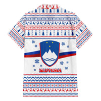 Slovenian Winter Family Matching Off The Shoulder Long Sleeve Dress and Hawaiian Shirt Ljubljana Dragon with Nordic Snowflakes and Alpine Vibes