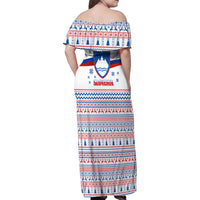 Slovenian Winter Family Matching Off Shoulder Maxi Dress and Hawaiian Shirt Ljubljana Dragon with Nordic Snowflakes and Alpine Vibes