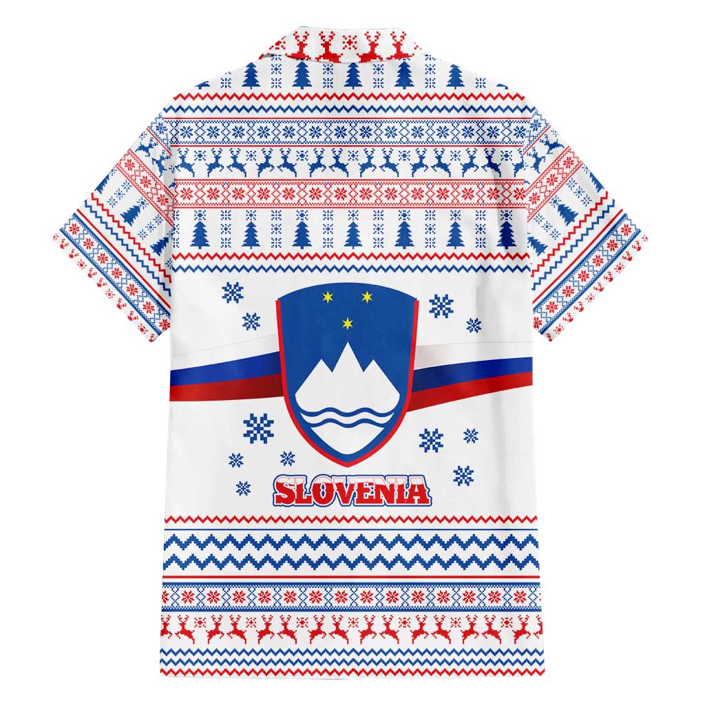Slovenian Winter Family Matching Off Shoulder Short Dress and Hawaiian Shirt Ljubljana Dragon with Nordic Snowflakes and Alpine Vibes