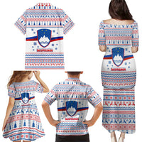 Slovenian Winter Family Matching Puletasi and Hawaiian Shirt Ljubljana Dragon with Nordic Snowflakes and Alpine Vibes