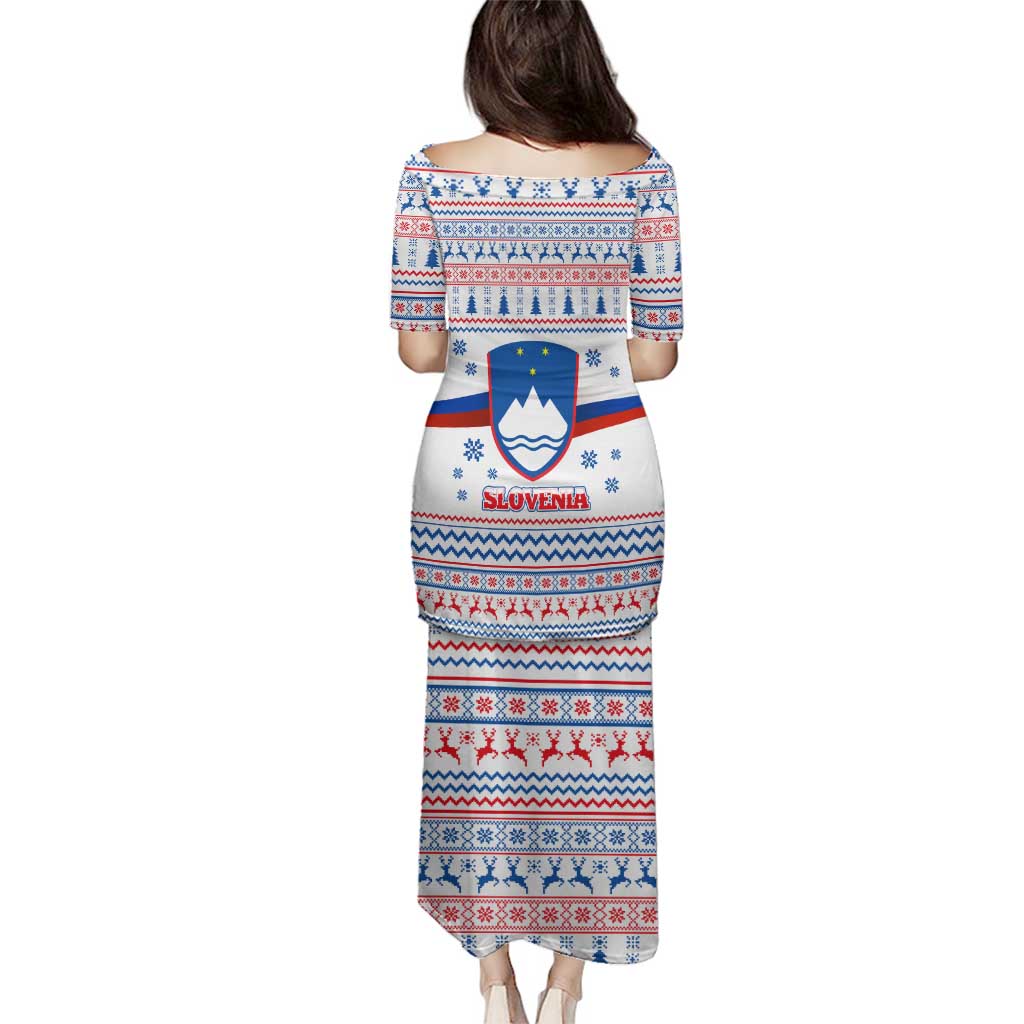 Slovenian Winter Family Matching Puletasi and Hawaiian Shirt Ljubljana Dragon with Nordic Snowflakes and Alpine Vibes