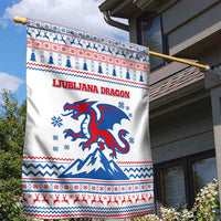 Slovenian Winter Garden Flag Ljubljana Dragon with Nordic Snowflakes and Alpine Vibes