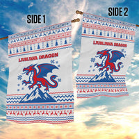 Slovenian Winter Garden Flag Ljubljana Dragon with Nordic Snowflakes and Alpine Vibes