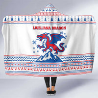 Slovenian Winter Hooded Blanket Ljubljana Dragon with Nordic Snowflakes and Alpine Vibes